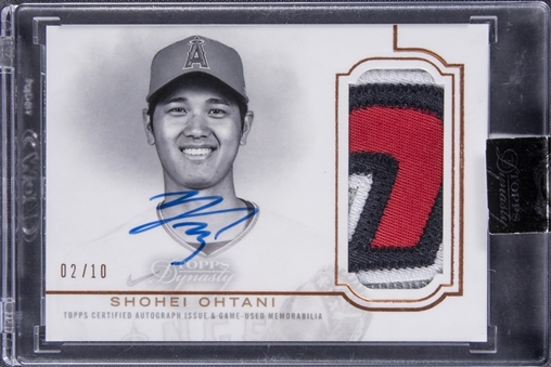 2019 Topps Dynasty "Dynastic Deed" #SO2 Shohei Ohtani Signed Patch Card (#02/10) - Topps Encased